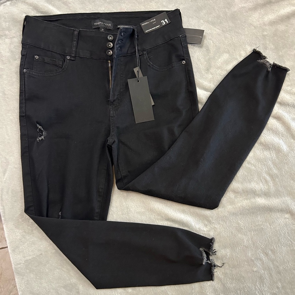 Kendall & Kylie Black Distressed Skinny Jeans